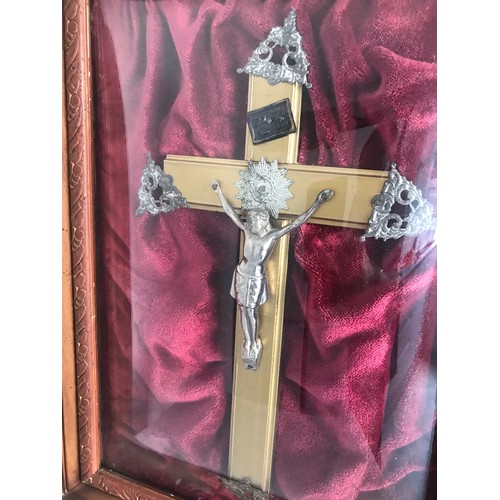 138 - Vintage Crucifix In Domed Glass Frame
 51 x 40 cms