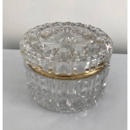 162 - Large Vintage Glass Jar Having Hinged Lid 
13 cms diameter x 10 high