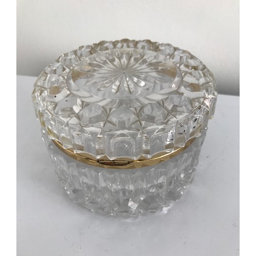 162 - Large Vintage Glass Jar Having Hinged Lid 
13 cms diameter x 10 high