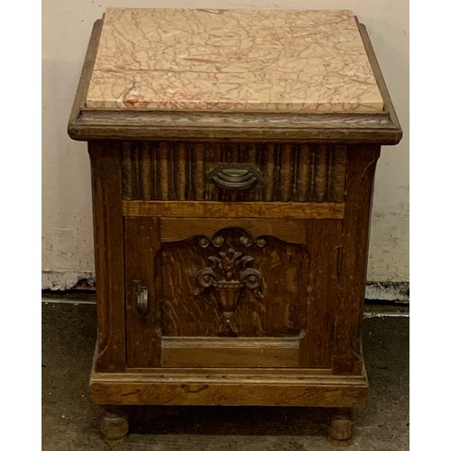 37 - Marble Top Pot Cupboard (Repair To Marble) 44 x 44 x 57 cms