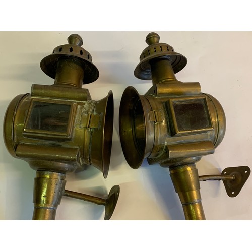 248 - Pair Of Brass Oil Burning Coaching Lamps