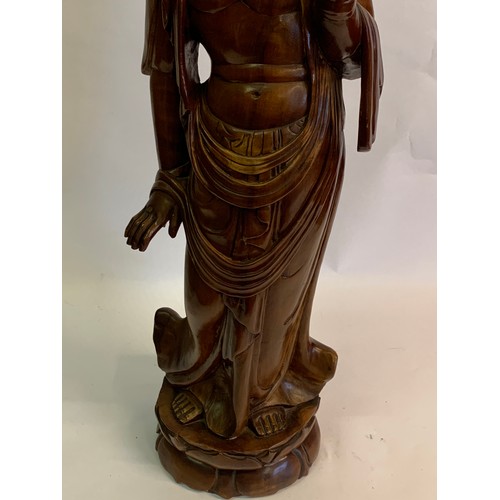 270 - Large Good Quality Wood  Oriental Deity Standing 89 cms High