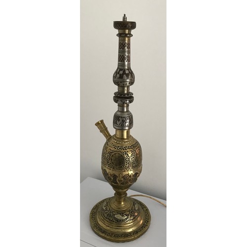 139 - Vintage Bidriware Hookha Converted To A Lamp 
56 cms h