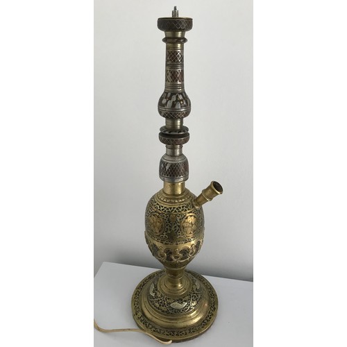 139 - Vintage Bidriware Hookha Converted To A Lamp 
56 cms h