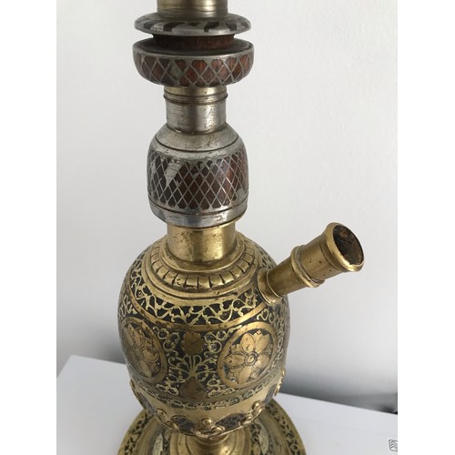 139 - Vintage Bidriware Hookha Converted To A Lamp 
56 cms h