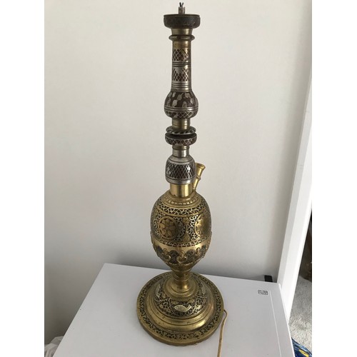 139 - Vintage Bidriware Hookha Converted To A Lamp 
56 cms h