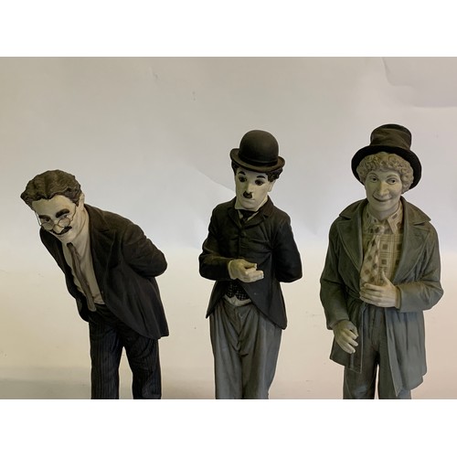 45 - Three Limited Edition Spanish  Ceramic Figures Of The Marx Brothers And Charlie Chaplin 35 cms High ... 