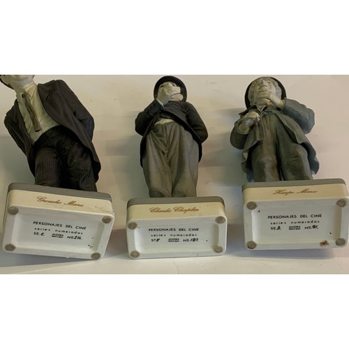 45 - Three Limited Edition Spanish  Ceramic Figures Of The Marx Brothers And Charlie Chaplin 35 cms High ... 