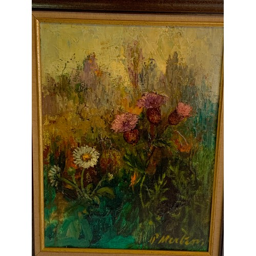 48 - Vintage Framed Oil On Canvas Of Flowers Signed Bottom Right 52 x 42 cms