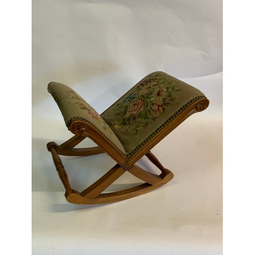 51 - Antique Needlepoint Upholstered Gout Stool.