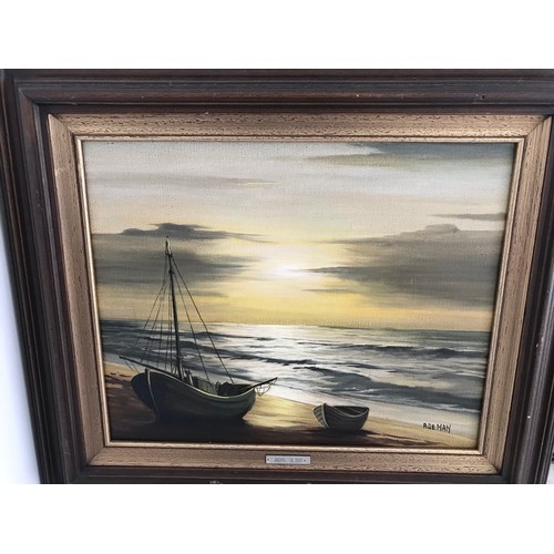 173 - Framed And Signed Oil Painting Of A Beach Scene By Andre de Man 1925-2002
70 x 60 cms