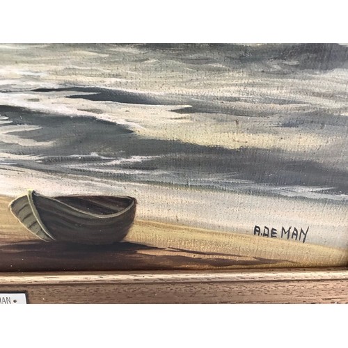 173 - Framed And Signed Oil Painting Of A Beach Scene By Andre de Man 1925-2002
70 x 60 cms