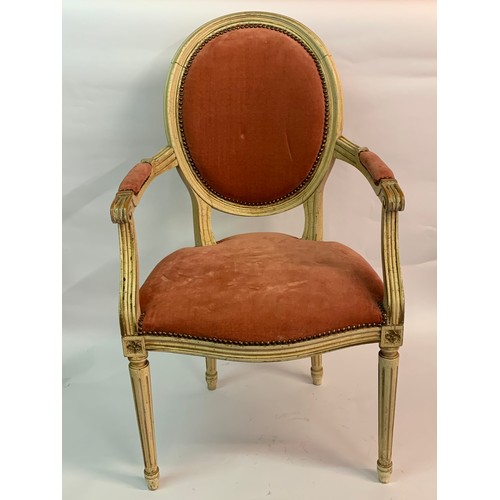 64 - French Painted Arm Chair.