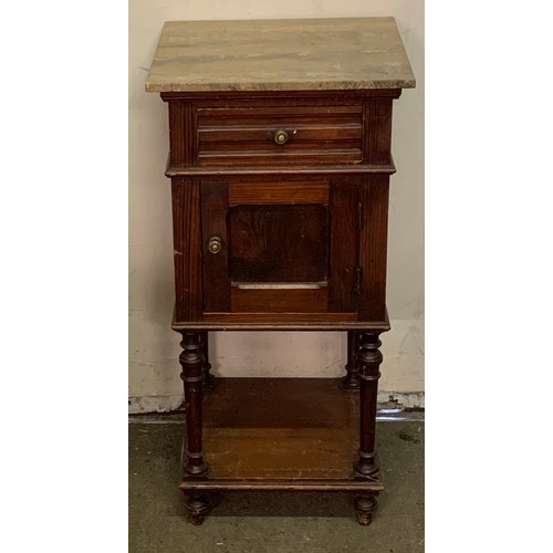 66 - Antique Marble Top Pot Cupboard / Night Stand. 40 x 38 x 83 cms