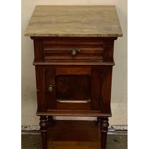 66 - Antique Marble Top Pot Cupboard / Night Stand. 40 x 38 x 83 cms