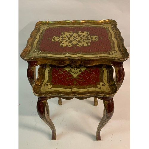 71 - Two Red And Gilt Wood Florentine Tables.(2)