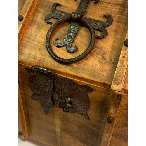 69 - Antique Style Wood And Iron Construction Casket. 67 x 46 x 49 cms