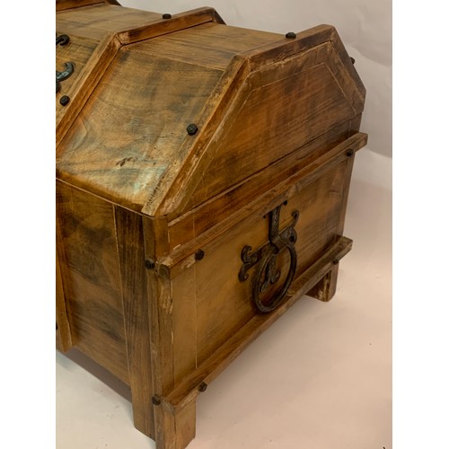 69 - Antique Style Wood And Iron Construction Casket. 67 x 46 x 49 cms