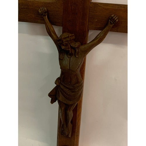 294 - Antique Carved Wood Corpus Christi. 66 x 35 cms