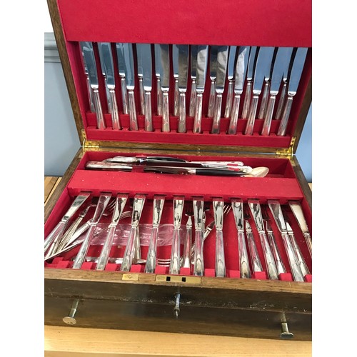 168 - Vintage Canteen Of Cutlery Containing Settings For 12 In Original Oak Box