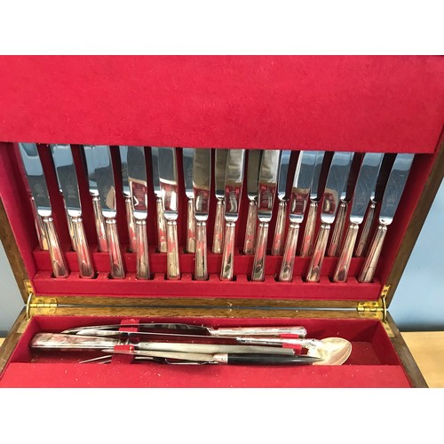 168 - Vintage Canteen Of Cutlery Containing Settings For 12 In Original Oak Box