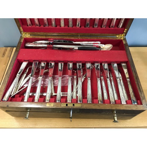 168 - Vintage Canteen Of Cutlery Containing Settings For 12 In Original Oak Box