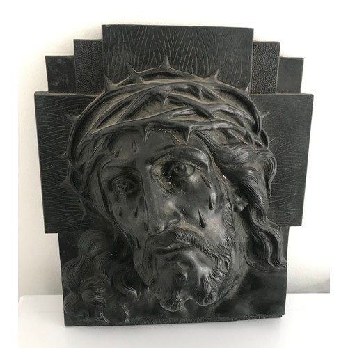 121 - Large Vintage Bronze Plaque Depicting Jesus Christ 
32 x 27 cms