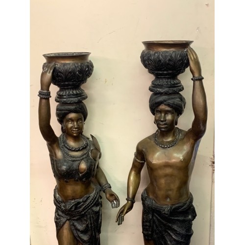 284 - Large Pair Of Bronze Blackamoore Figures just Under 146 cms High