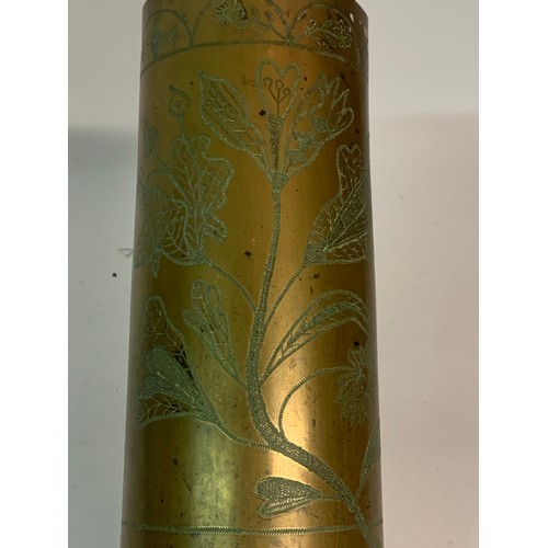 337 - Large Decorated WW1 Trench Art Shell Standing Just Under 50 Cms.