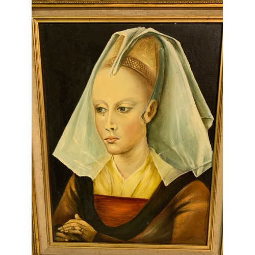 352 - Deep Gilt Framed Oil On Canvas Of A Maid. 79 x 66 cms