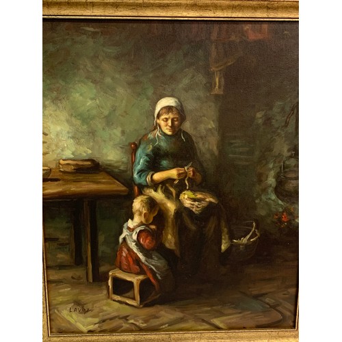 355 - European School Oil On Canvas Mother And Child. 80 x 70 cms