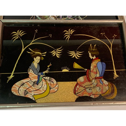 365 - Two Oriental Trays, One Hand Painted And One Silk work. (2)