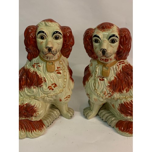 386 - Extra Large Pair Of Staffordshire Dogs. 34 cms High