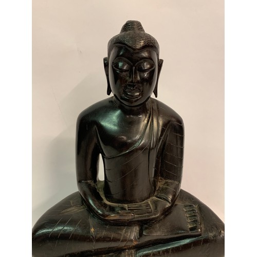 388 - Unusual Carved Wood Seated Buddha 31 cms High