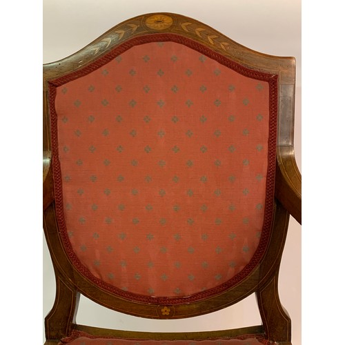 77 - Antique X Frame Elbow Chair With Inlay.