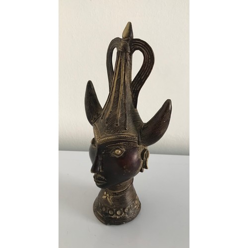 187 - Bronze Tribal Maharani Head Statue With Tradition Crown
21 cms h x 10 cms wide