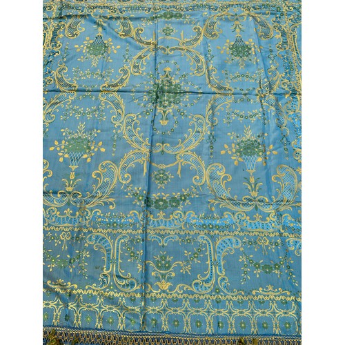 309 - Large Italian Decorated With Flowers Silk Throw 235 x 250 cms