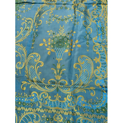 309 - Large Italian Decorated With Flowers Silk Throw 235 x 250 cms