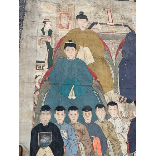 162 - Early 19thC Chinese Ancestral Painting On Linen c 1840
242 x 172 cms