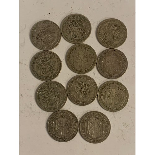 429 - 11 x 1920's Half Crown Coins.