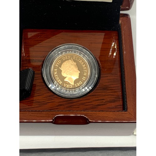 432 - The Royal Mint 2018 Proof Pistrucci Gold Sovereign Coin Limited Edition With Certificate. Mint Boxed... 