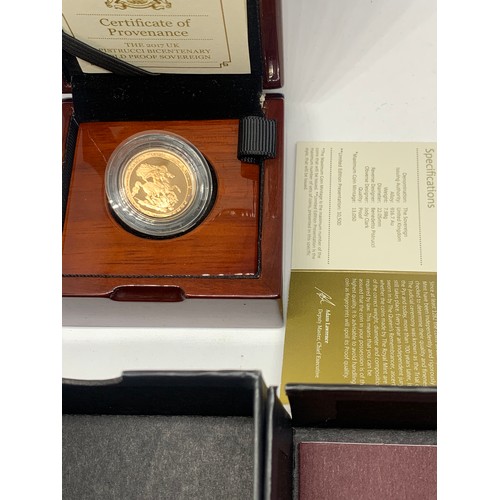 433 - The Royal Mint 2017 Proof Pistrucci Gold Sovereign Coin Limited Edition With Certificate. Mint Boxed... 