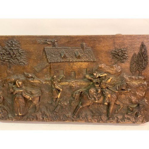 164 - Large Antique Heavily Carved Wooden Plaque. 87 x 47cms