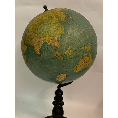 196b - Antique Terrestrial Table Top Globe Standing 55 Cms High.