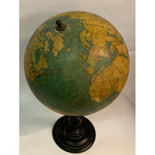 196b - Antique Terrestrial Table Top Globe Standing 55 Cms High.