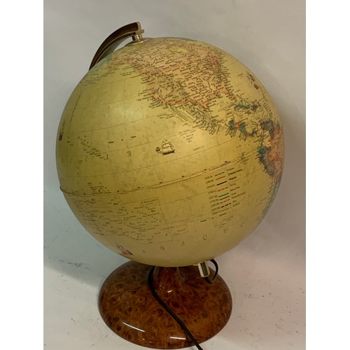 440 - Vintage European Illuminating Desk Top Terrestrial Globe Standing 44 cms High.