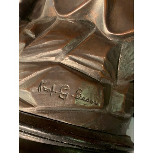 452 - Signed Bronzed Figure Of A Young Kissing Couple. 39 cms High