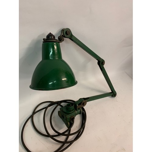 478 - Vintage British  Enamel 3 Arm Industrial Anglepoise Machinist Factory Lamp Light.