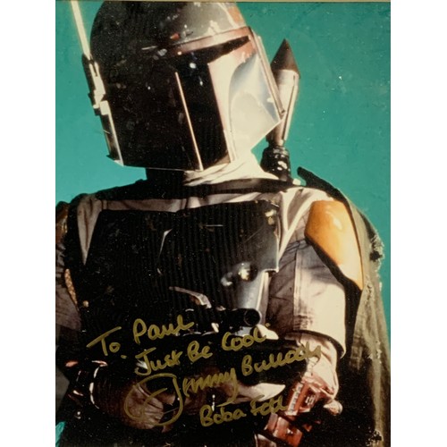 494 - Three Star Wars Framed Film Cells Along With A Signed Picture Of Boba Fett Played By The Late Jeremy... 