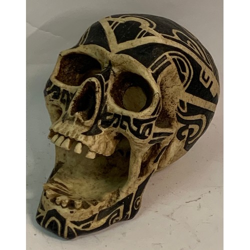 496 - Resin Decorated Life Size Skull